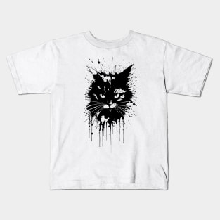 Cat ink splatter Kids T-Shirt